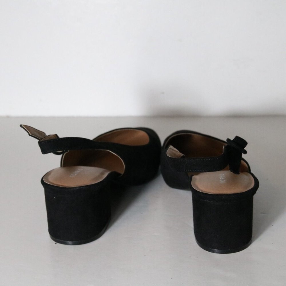 Torrid Womens Pointe Toe Slingback Pump Size 11 W Wide Black Block Heel Shoes - Picture 5 of 7